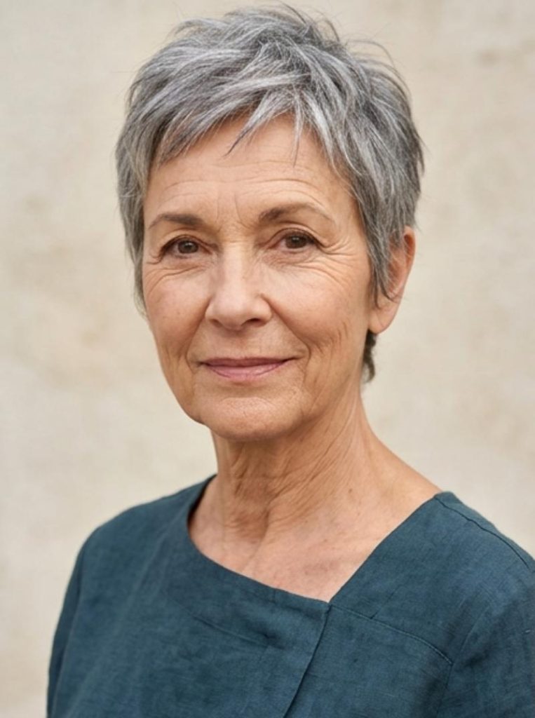Gray Gamine Pixie Cut