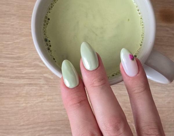 Strawberry Matcha Nail Art