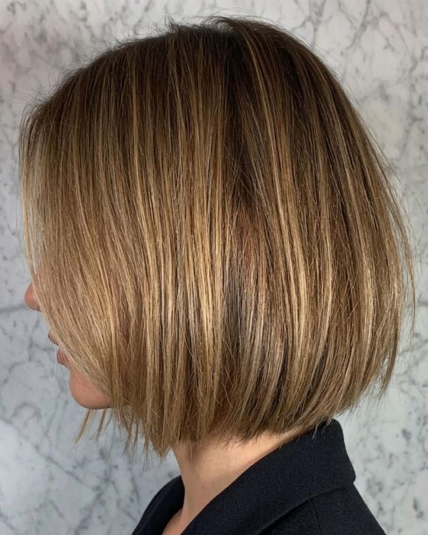 Sliced Bob Haircuts Ideas with Highlights and Balayage