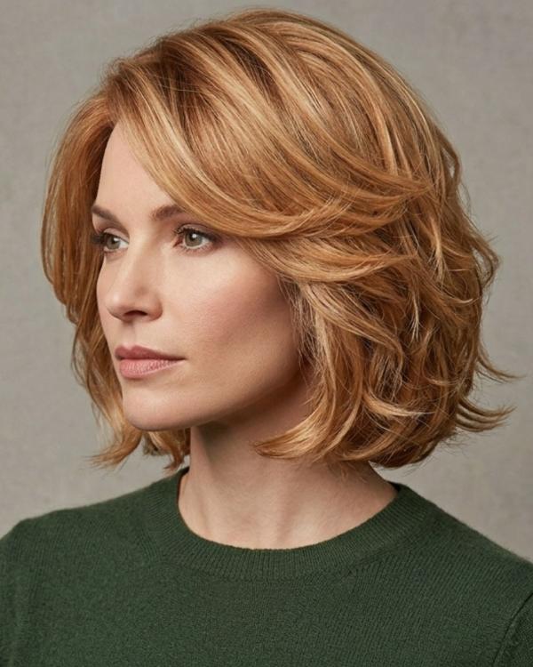 Butterfly Bob Haircut Red-Blonde Hair
