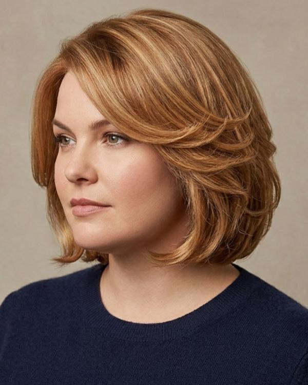 Butterfly Bob Haircut on Round Faces