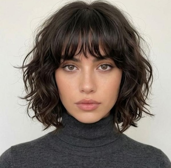 Messy Shaggy Butterfly Bob Cut