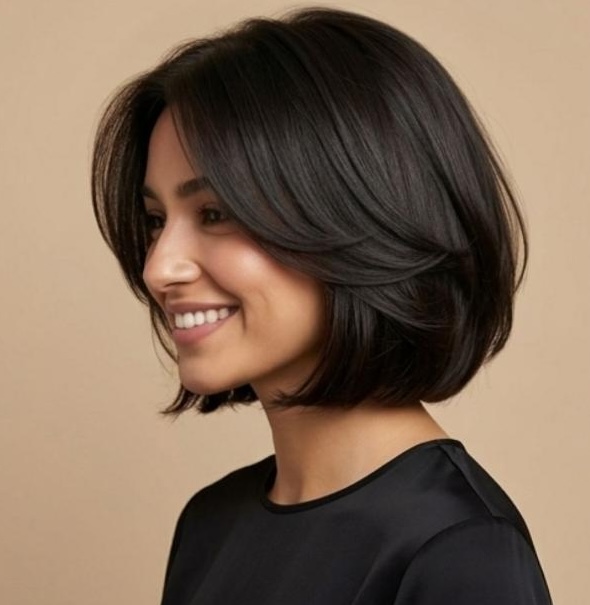 Butterfly Bob Cut Side Fringe Bangs