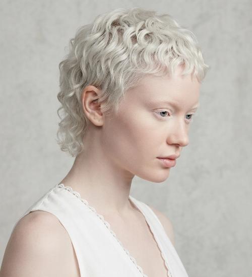 curly pixie albino hair